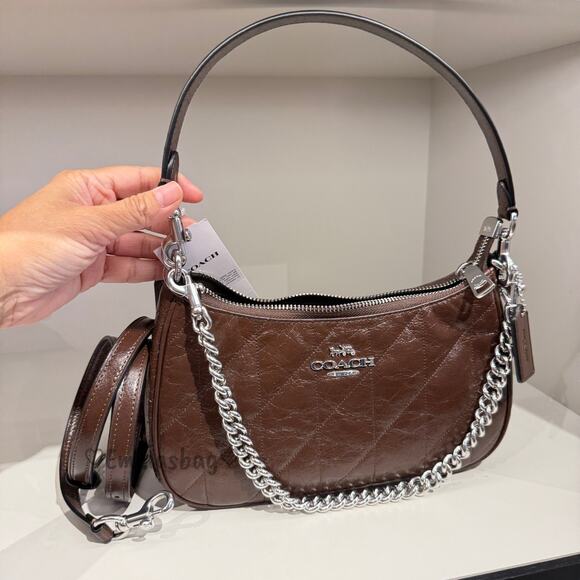 Coach Handbags - Coach Teri Shoulder Bag With Quilting CDY83 crinkle leather/Silver/Maple